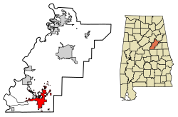 Location of Sylacauga in Talladega County, Alabama