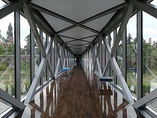 Inside the pedestrian bridge