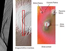热辐射成像系统拍摄的阿尔西亚山，点击图像可查看阿尔西亚山与附近其它火山的关系。