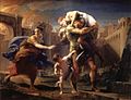Image 28Eighteenth century painting by Pompeo Batoni depicting Aeneas fleeing from Troy. Aeneas carries his father. (from Founding of Rome)