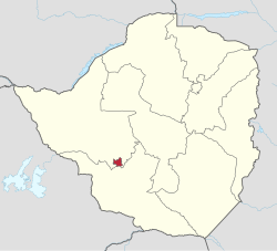 Bulawayo highlighted in red in Zimbabwe