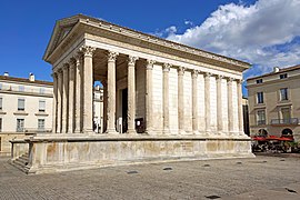 Ancient Roman architecture: The Maison Carrée from Nîmes (France), one of the best-preserved Roman temples, c. 2 AD