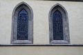 Painted windows on the western side of the northern nave