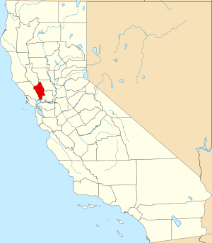 Map of California highlighting Napa County