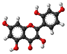 Ball-and-stick model of the morin molecule