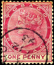 A Tobago one penny postage stamp