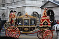 Coachman and footmen in state livery for the State Opening of Parliament
