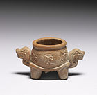 Small footed bowl with tiger head handles; 1000–1500; earthenware; 5 × 10.1 cm (2 × 4 in.); Walters Art Museum (Baltimore, USA)