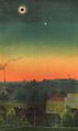 1851年7月28日的日全食在波兰格但斯克的景象，由奥地利天文学家卡尔·冯·利特洛（英语：Karl L. Littrow）绘制。