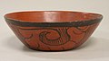 日用陶碗，阿兹特克橙黑彩陶，花朵纹样属典型的第四期样式；藏于美国纽约大都会艺术博物馆