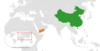 Location map for China and Yemen.