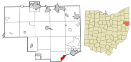 Location of Wellsville in Columbiana County and in the State of Ohio