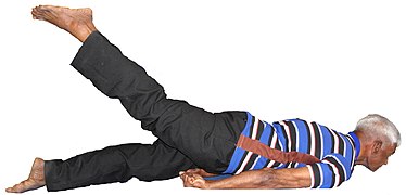 Half Locust Pose, variant moving leg only