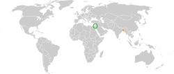Map indicating locations of Israel and Bangladesh