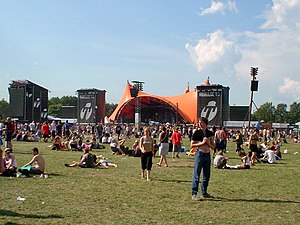 The 2003 Roskilde Festival. Photo shows the Orange Stage.