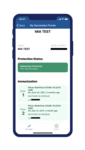 A sample of a valid vaccination passport in Quebec using the VaxiCode app