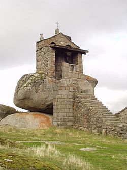 Church tower in Neila de San Miguel, municipality of Avila, Spain.