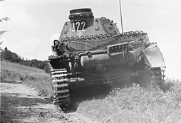 Panzer IV tank with an N.K.A.V. mounted above the muffler.