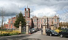 Crewe Hall: south face and entrance gates