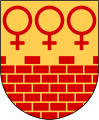 The Venus symbol in the municipal coat of arms of Falun Municipality in Sweden (1932), here representing copper mining.[29]