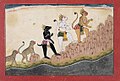 Hanuman, Angada, and Jambavan climb Mount Mahendra, ca.1720