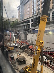 Excavation for Town Hall station at the site of City Square, February 2019