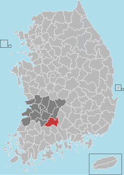 南原市在韩国及全罗北道的位置