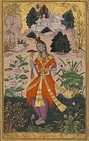 Lady with the Myna Bird, Golconda or Bijapur, c. 1605, Chester Beatty Library.[19]