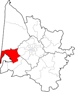 Location of the canton of Andernos-les-Bains in the Gironde department.