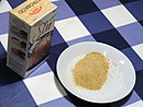 Bread crumbs in a box and on a plate