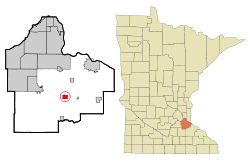 Location of the city of Hampton within Dakota County, Minnesota