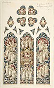 Design for stained glass in St Nicholas and St Cyriacus, South Pool, Devon (1885). Now in the Metropolitan Museum of Art