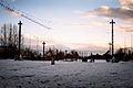 The EPFL esplanade and the Alps in winter.