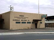 The Glendale Welding Company building was built in the early 1900s and is located at 6725 N 57th Dr. The welding company was established in 1937 and claims to be Glendale’s oldest business in one location. The building is listed in the Glendale Historic Building Survey of 1980.