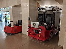 Small electric vehicles for firefighting parked inside the terminal