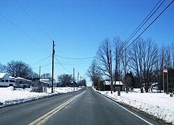 Westbound PA 329 through the village