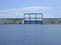 Canal 59 in the foreground and Control Structure S-191, which controls water flow into Lake Okeechobee.