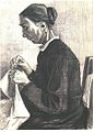 Sien, Sewing, Half-Figure, pencil, black mountain chalk 1883, Museum Boijmans Van Beuningen, Rotterdam, The Netherlands (F1025, JH346) [54]