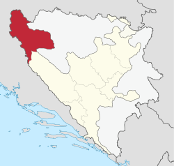 乌纳-萨纳州在波黑联邦的位置