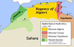 Overall territorial extent of the Regency of Algiers in the late 17th to 19th centuries[4]