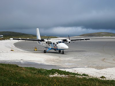 Plane arrival at Barra Airport