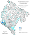 Share of Serbs in Montenegro by settlements 1961