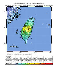 1999年9月22日上午8点14分发生里氏震级6.8的之强烈余震