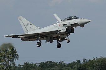 Typhoon showing extended airbrake which causes significant fin buffet