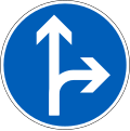 Direction to be followed (turn right or continue straight ahead) (formerly used )