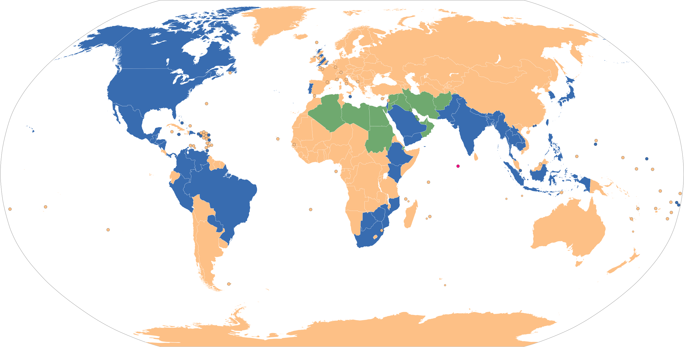 Hungary is red on map - indicated Wednesday as first day of week