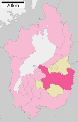 东近江市在滋贺县的位置