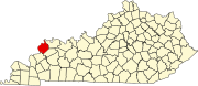 Map of Kentucky highlighting Union County