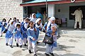 Image 34Schoolgirls in Abbottabad, Khyber Pakhtunkhwa, Pakistan, in shalwars with cuffed hems, and kameez with western-style collars. (from Culture of Pakistan)