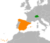 Location map for Spain and Switzerland.